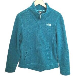North Face Knit Style Fleece Jacket Crescent Sunset Full Zip Teal Women's M/L